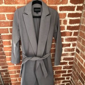 Who What Wear Long Trench Coat - Gray
